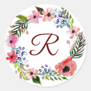 Sticker Rond Fleur de monogramme