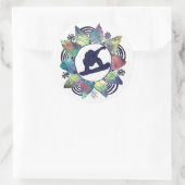 Sticker Rond Fleur de montagne Snowboarder (Sac)