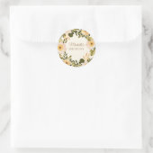 Sticker Rond Fleur de naissance nom crème jaune (Sac)