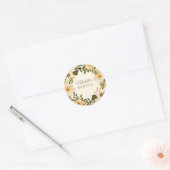 Sticker Rond Fleur de naissance nom crème jaune (Enveloppe)