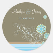 Sticker Rond Fleur de neige bleue Whimsical Flûtes d'hiver Mari (Devant)