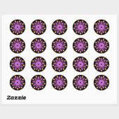Sticker Rond Fleur de néon rose et orange (Feuille)