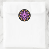 Sticker Rond Fleur de néon rose et orange (Sac)