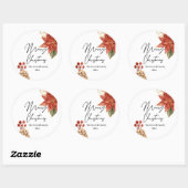 Sticker Rond Fleur de Noël (Feuille)