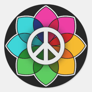 Sticker Rond Fleur de paix