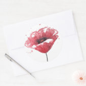 Sticker Rond Fleur de pavot, aquarelle (Enveloppe)