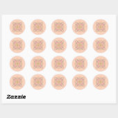 Sticker Rond Fleur de pêche douce Script kaléidoscopique Meille (Feuille)