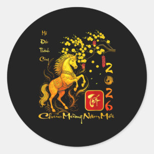 Sticker Rond Fleur de pêcher Nouvel An lunaire vietnamien Cheva