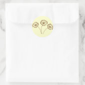 Sticker Rond Fleur de pissenlit abstrait marron (Sac)