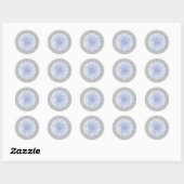 Sticker Rond Fleur de pissenlit grise bleue blanche Florale (Feuille)