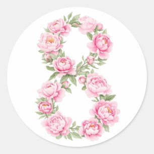 Sticker Rond Fleur de pivoine pour la Journée internationale de