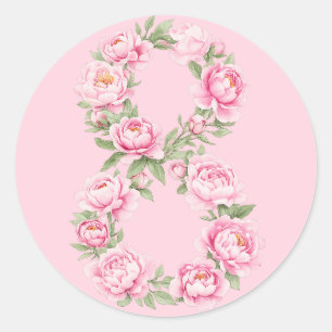 Sticker Rond Fleur de pivoine pour la Journée internationale de