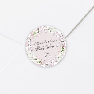 Sticker Rond Fleur de pois de senteur bébé brunch élégant Rond