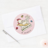Sticker Rond Fleur De Poulet Rustique Cuite Avec Amour (Enveloppe)