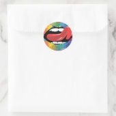 Sticker Rond Fleur De Rainbow Licking Lips (Sac)