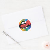 Sticker Rond Fleur De Rainbow Licking Lips (Enveloppe)