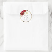 Sticker Rond Fleur de remerciement Cœur Mariage Douzième Or Bla (Sac)