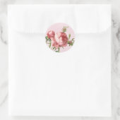 Sticker Rond Fleur de rose pastel rose (Sac)