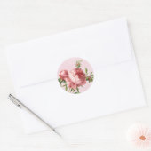 Sticker Rond Fleur de rose pastel rose (Enveloppe)