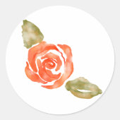 Sticker Rond Fleur de rose rouge florale, aquarelle (Devant)