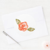 Sticker Rond Fleur de rose rouge florale, aquarelle (Enveloppe)