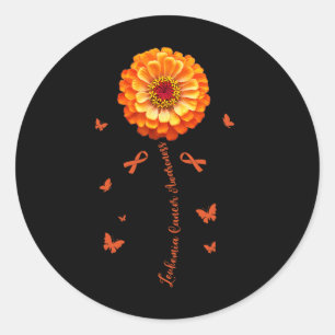 Sticker Rond Fleur de ruban orange Leukémie Sensibilisation Can