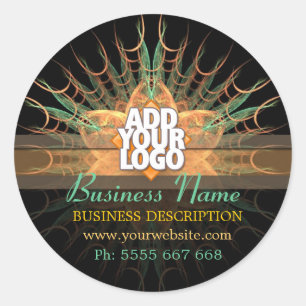 Sticker Rond Fleur de Sienne fractale avec logo promotionnel d'