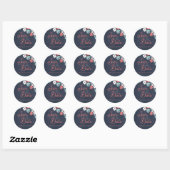 Sticker Rond Fleur de tableau rouge Enregistrer la date (Feuille)