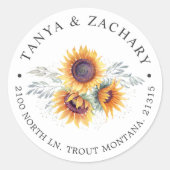 Sticker Rond Fleur de tournesol | Adresse de retour (Devant)