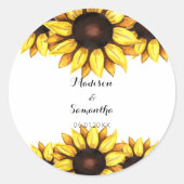 Sticker Rond Fleur de tournesol blanc mariage (Devant)