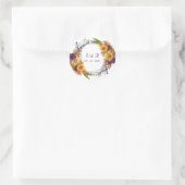 Sticker Rond Fleur de tournesol jaune rose floral, couronne de  (Sac)