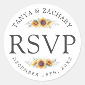 Sticker Rond Fleur de tournesol | Mariage RSVP (Devant)