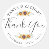 Sticker Rond Fleur de tournesol | MERCI MARIAGE (Devant)
