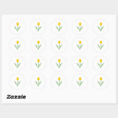 Sticker Rond Fleur de tulipe jaune. (Feuille)