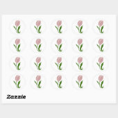 Sticker Rond Fleur de tulipe rose (Feuille)
