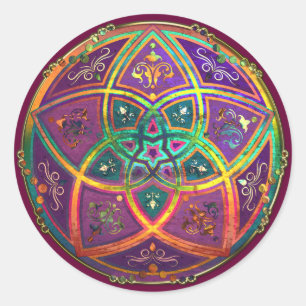 Sticker Rond Fleur de Vénus d'or antique oriental de fineART