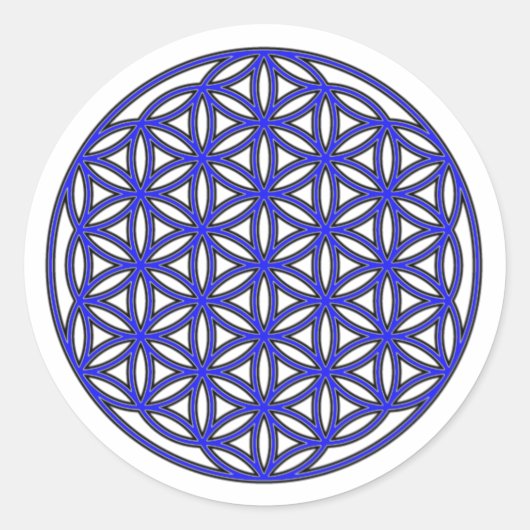 Sticker Rond Fleur de vie bleu simple (Devant)