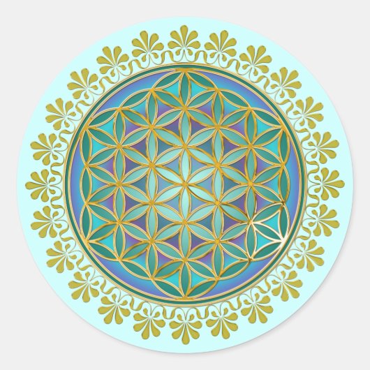 Sticker Rond Fleur de vie / Blume des Lebens - Bouton V (Devant)