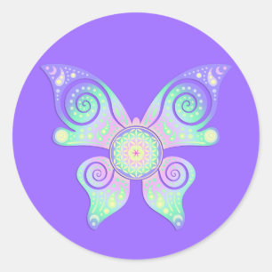 Sticker Rond Fleur de vie / Blume des Lebens - papillon