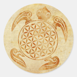 Sticker Rond Fleur de vie / Blume des Lebens - pierre de tortue