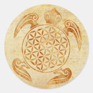 Sticker Rond Fleur de vie / Blume des Lebens - pierre de tortue
