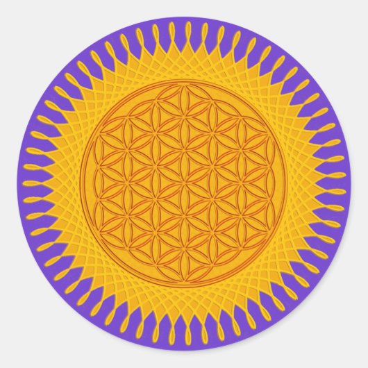 Sticker Rond Fleur de vie - jaune ensoleillé (Devant)