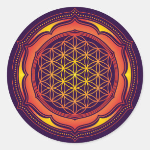 Sticker Rond Fleur de vie, Lotus, Géométrie Sacrée, Bouddhisme