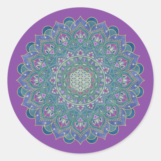Sticker Rond Fleur De Vie - Mandala India Style 1 (Devant)