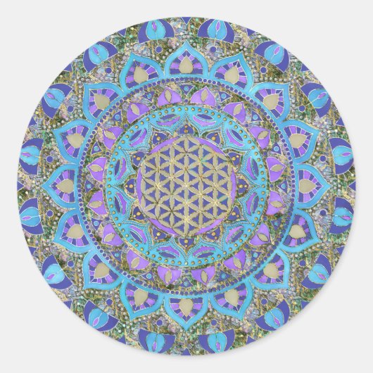 Sticker Rond Fleur De Vie - Mandala India Style 2 (Devant)