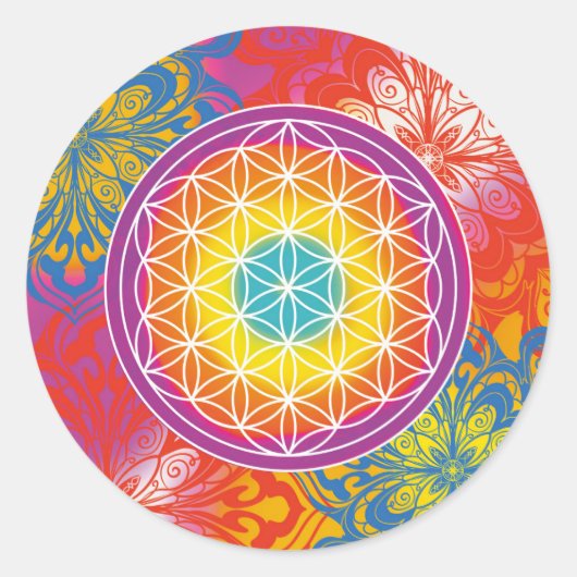 Sticker Rond Fleur de vie mandala zen (Devant)