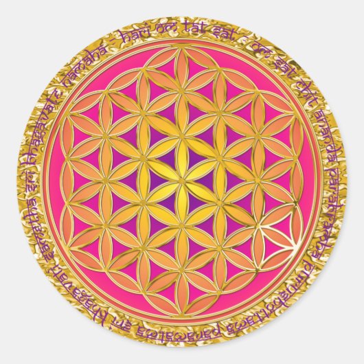 Sticker Rond Fleur De Vie / Mantra Moola | plaquette or (Devant)