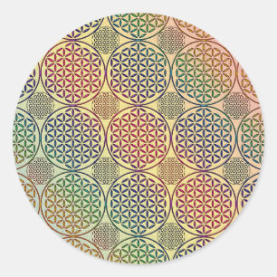 Sticker Rond Fleur de vie - motif de grunge de timbre 1