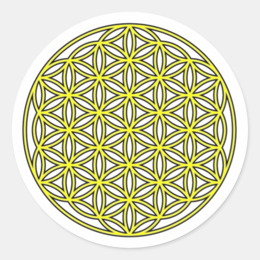 Sticker Rond Fleur de vie simple jaune (Devant)