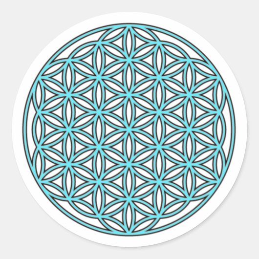 Sticker Rond Fleur de vie simple Turquoise (Devant)